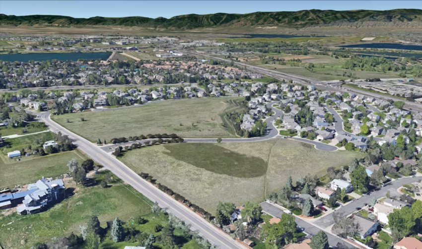 Aerial view of Jackass Hill Park in Littleton.